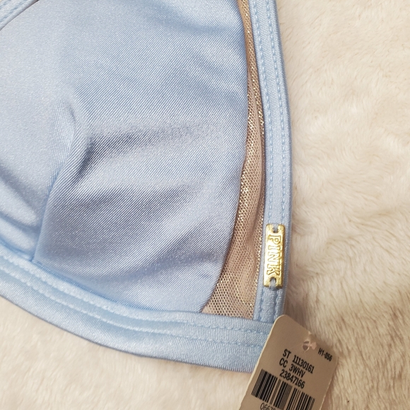 NEW | Victoria Secret PINK Blue Triangle Swim Top - Picture 3 of 5